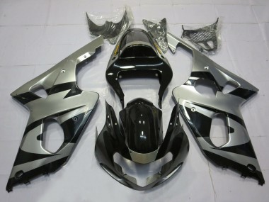 2000-2002 Silver and Black OEM Style GSXR 1000 Motorcycle Fairings