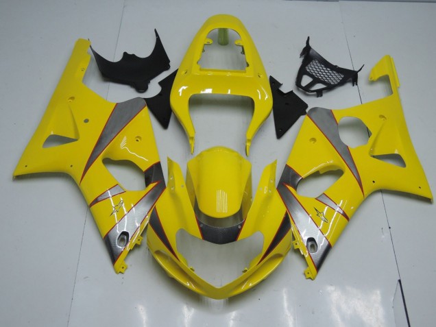 2000-2002 Yellow and Silver GSXR 1000 Motorcycle Fairings