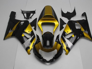 2001-2003 Gloss Black and Gold GSXR 600-750 Motorcycle Fairings