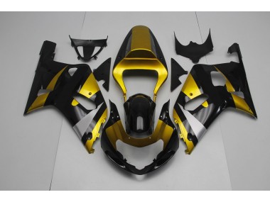 2001-2003 Gloss Black and Gold GSXR 600-750 Motorcycle Fairings