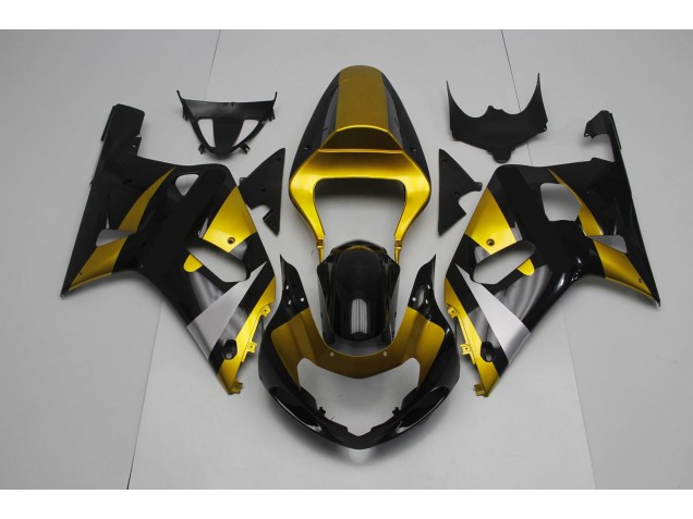 2001-2003 Gloss Black and Gold GSXR 600-750 Motorcycle Fairings