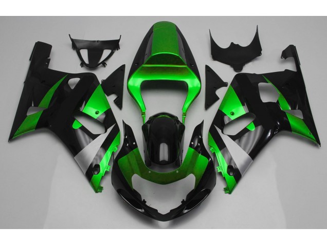 2001-2003 Gloss Green and Black GSXR 600-750 Motorcycle Fairings