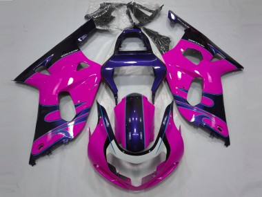 2001-2003 Gloss Pink and Blue GSXR 600-750 Motorcycle Fairings