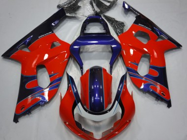 2001-2003 Gloss Red & Blue GSXR 600-750 Motorcycle Fairings