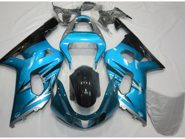 2001-2003 Light Blue and Silver GSXR 600-750 Motorcycle Fairings