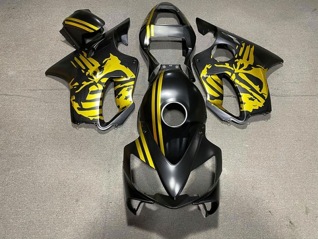 2001-2003 Matte Black & Gold Skull CBR600 F4i Motorcycle Fairings