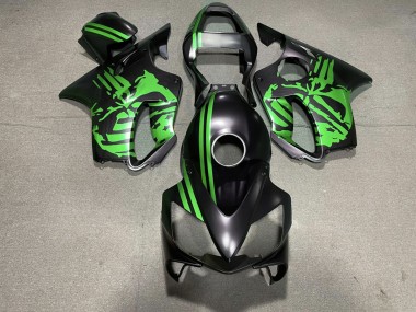 2001-2003 Matte Black & Green Skull CBR600 F4i Motorcycle Fairings