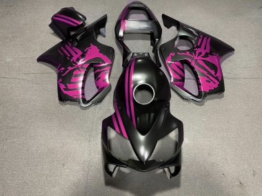 2001-2003 Matte Black & Pink Skull CBR600 F4i Motorcycle Fairings