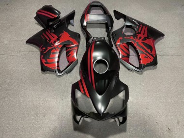 2001-2003 Matte Black & Red Skull CBR600 F4i Motorcycle Fairings