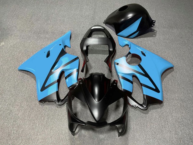 2001-2003 Matte Black and Light Blue CBR600 F4i Motorcycle Fairings