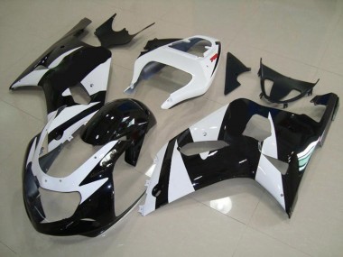 2001-2003 White and Black GSXR 600-750 Motorcycle Fairings