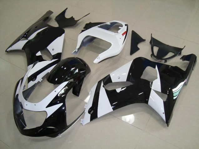 2001-2003 White and Black GSXR 600-750 Motorcycle Fairings