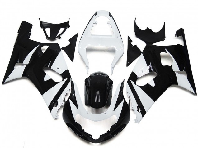 2001-2003 White and Black Style OEM GSXR 600-750 Motorcycle Fairings
