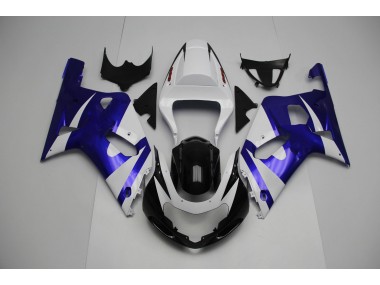 2001-2003 White and Blue GSXR 600-750 Motorcycle Fairings