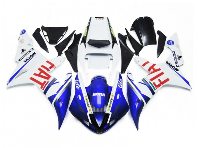 2002-2003 Gloss White and Blue Fiat R1 Motorcycle Fairings