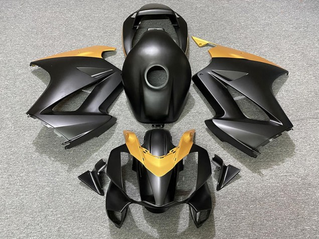 2002-2012 Matte Black & Gold VFR800 Motorcycle Fairings