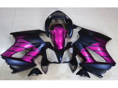 2002-2012 Matte Black & Pink VFR800 Motorcycle Fairings