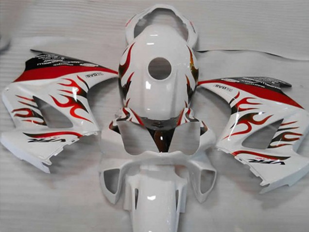 2002-2012 White Red Flame VFR800 Motorcycle Fairings