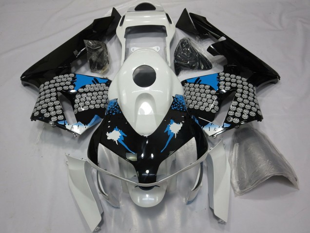 2003-2004 Blue White and Black Splatter CBR600RR Motorcycle Fairings