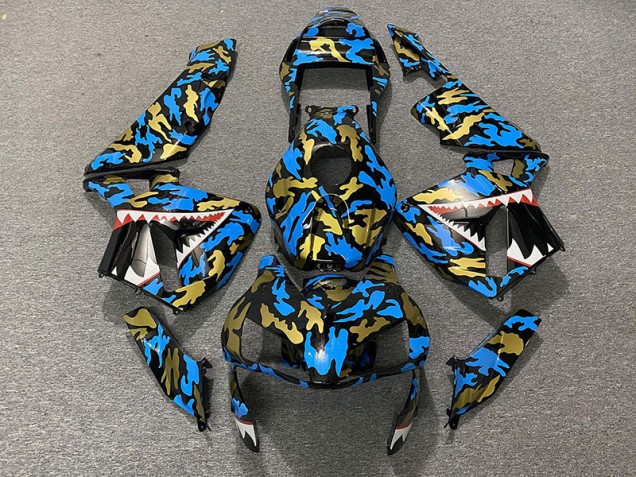 2003-2004 Blue and Gold Camo CBR600RR Motorcycle Fairings