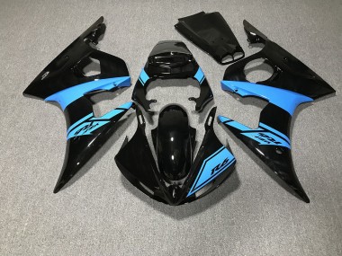 2003-2004 Gloss Black and Light Blue R6 Motorcycle Fairings