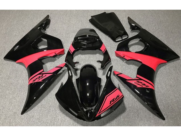 2003-2004 Gloss Black and Red R6 Motorcycle Fairings