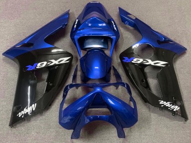 2003-2004 Gloss Blue and Black ZX6R Motorcycle Fairings