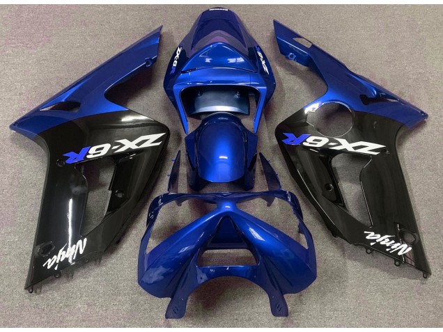 2003-2004 Gloss Blue and Black ZX6R Motorcycle Fairings