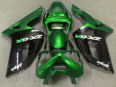 2003-2004 Gloss Green and Black ZX6R Motorcycle Fairings