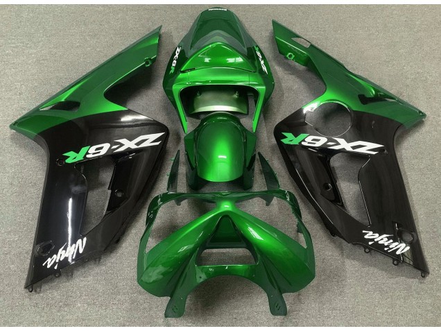 2003-2004 Gloss Green and Black ZX6R Motorcycle Fairings
