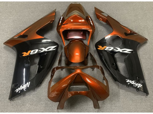 2003-2004 Gloss Orange and Black ZX6R Motorcycle Fairings