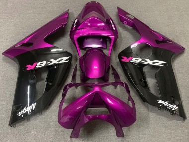 2003-2004 Gloss Pink and Black ZX6R Motorcycle Fairings