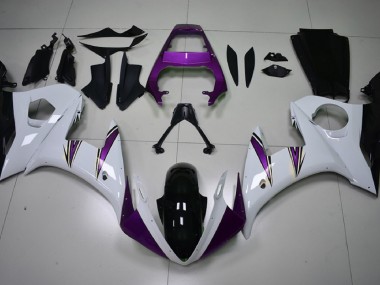 2003-2004 Gloss White & Purple Accents R6 Motorcycle Fairings