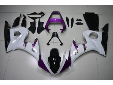 2003-2004 Gloss White & Purple Accents R6 Motorcycle Fairings