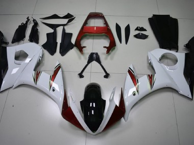2003-2004 Gloss White & Red Accents R6 Motorcycle Fairings