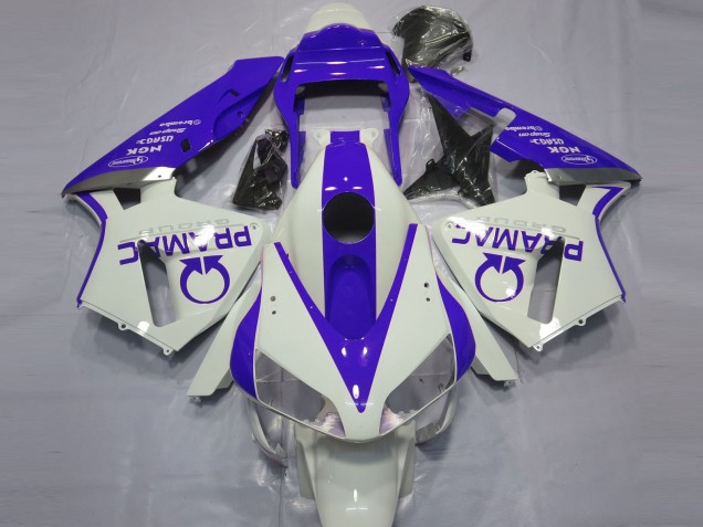2003-2004 Gloss White and Blue PRAMAC CBR600RR Motorcycle Fairings