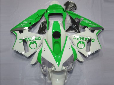 2003-2004 Gloss White and Green PRAMAC CBR600RR Motorcycle Fairings