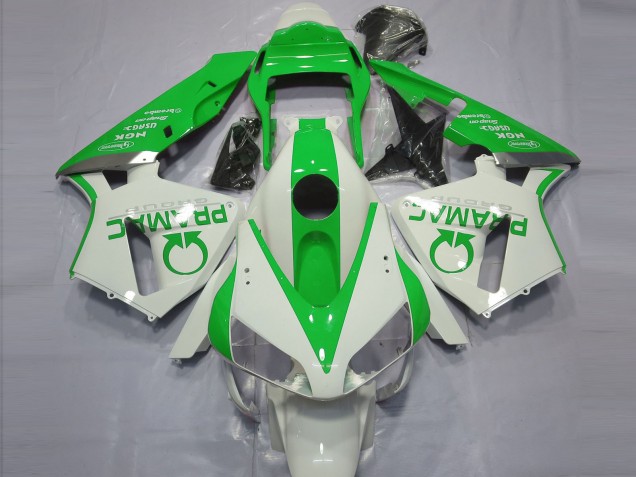 2003-2004 Gloss White and Green PRAMAC CBR600RR Motorcycle Fairings