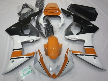 2003-2004 Gloss White and Orange R6 Motorcycle Fairings