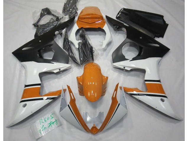 2003-2004 Gloss White and Orange R6 Motorcycle Fairings