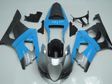 2003-2004 Light Blue Silver and Black GSXR 1000 Motorcycle Fairings