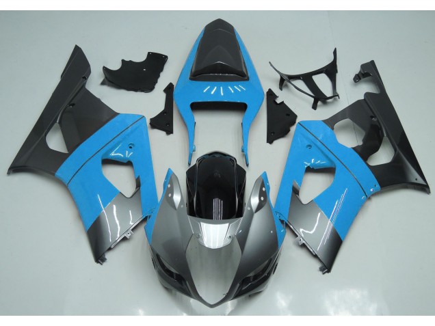 2003-2004 Light Blue Silver and Black GSXR 1000 Motorcycle Fairings