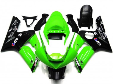 2003-2004 Light Green and Black Elf ZX6R Motorcycle Fairings