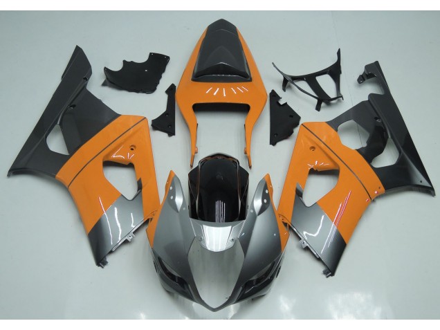 2003-2004 Light Orange Silver and Black GSXR 1000 Motorcycle Fairings