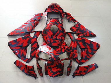 2003-2004 Matte Black and Red Camo CBR600RR Motorcycle Fairings