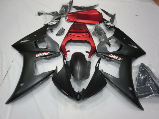 2003-2004 Matte Black and Red R6 Motorcycle Fairings