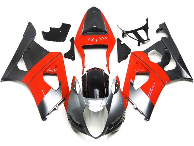 2003-2004 Plain Red and Silver GSXR 1000 Motorcycle Fairings
