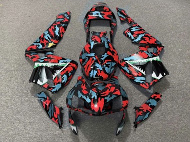 2003-2004 Red and Blue Camo CBR600RR Motorcycle Fairings