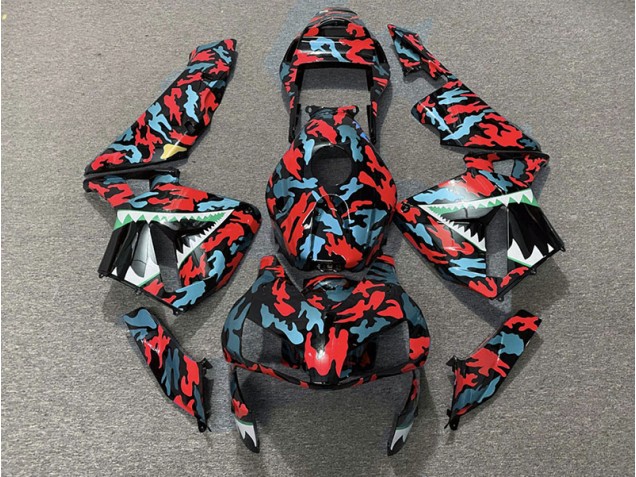 2003-2004 Red and Blue Camo CBR600RR Motorcycle Fairings