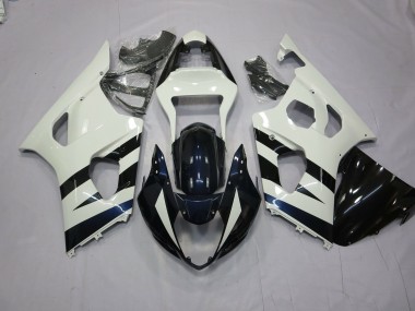 2003-2004 White and Black GSXR 1000 Motorcycle Fairings